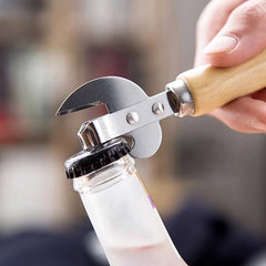 Wooden Handle Manual Can & Bottle Opener