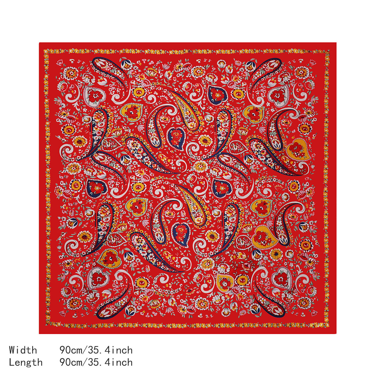 Floral Paisley Print Square Scarf Large Satin Shawl Bandana