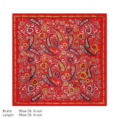 Floral Paisley Print Square Scarf Large Satin Shawl Bandana