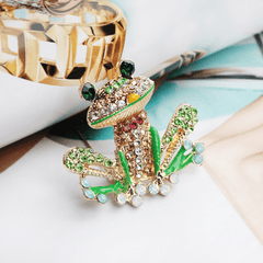 Men's Rhinestone Frog Brooch Enamel Pin Wedding Party