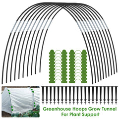 Greenhouse Hoops Grow Tunnel Kit - Fiberglass Frame with Spikes & Clips