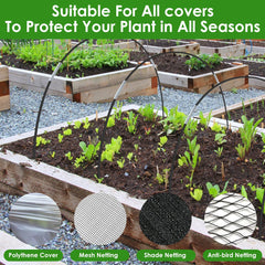 Greenhouse Hoops Grow Tunnel Kit - Fiberglass Frame with Spikes & Clips