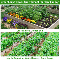 Greenhouse Hoops Grow Tunnel Kit - Fiberglass Frame with Spikes & Clips