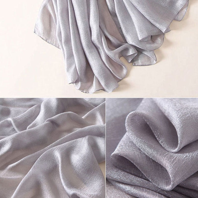 Solid Satin Scarf Hijab Breathable Shawl Casual Head Wrap