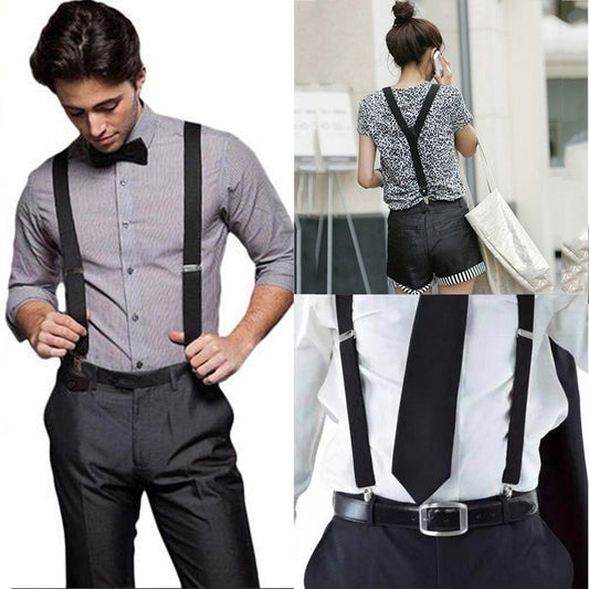 Men's Solid Color Adjustable Y Back Elastic Braces