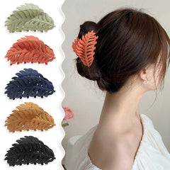 Leaf Shape Frosted Hair Claw Back Head Hair Clip