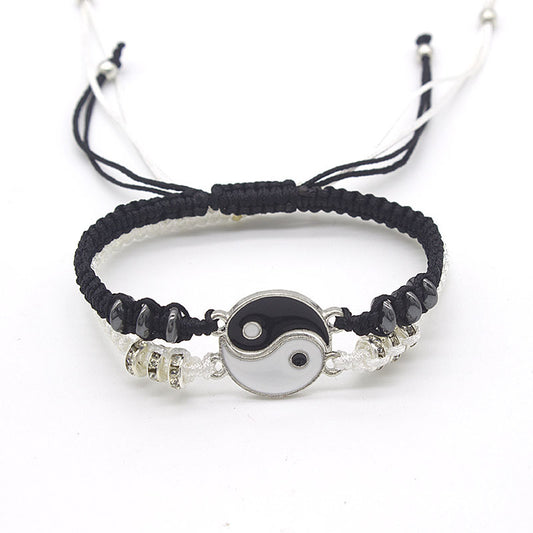 2pcs Minimalist Braided Tai Chi Bracelet For Men Daily Decoration Gift