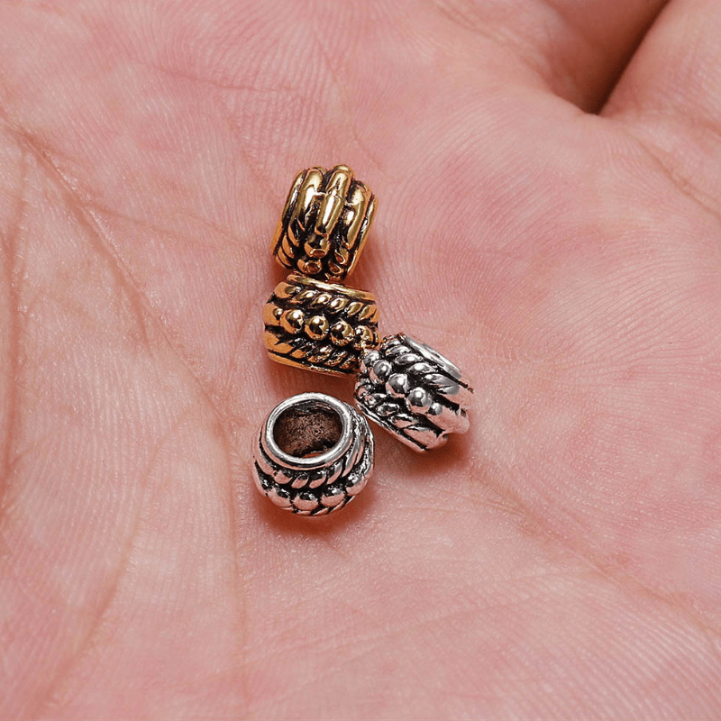 30pcs Golden Silver Plated Spacer Bead Big Hole Jewelry Making Findings