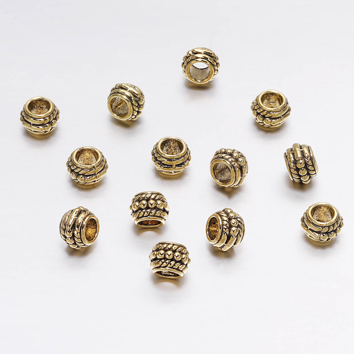30pcs Golden Silver Plated Spacer Bead Big Hole Jewelry Making Findings
