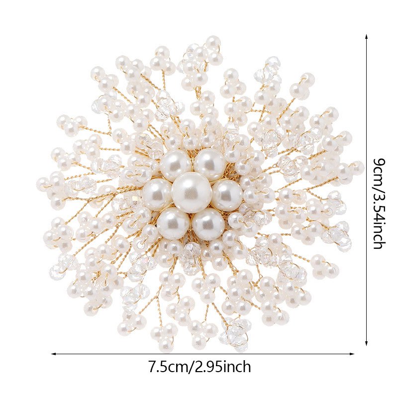 Snowflake Flower Pearl Brooch Rhinestone Pin Wedding Gift Men