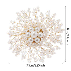 Snowflake Flower Pearl Brooch Rhinestone Pin Wedding Gift Men