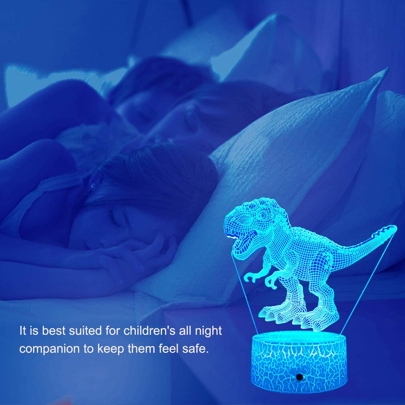 Dinosaur 3D Night Light w/ Remote & Smart Touch 16 Colors Dimmable T rex Toys