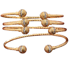 Rhinestone Inlaid Bangle Bracelet 18K Plated Copper Hand Jewelry