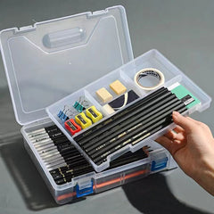 2-Deck Storage Box Office Supplies Pens Markers Tape Stickers Clip