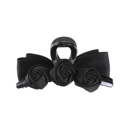 Satin Rose Bow Hair Claw Ponytail Clip Hair Accessories