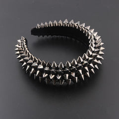 Punk Rivet Decor Headband Wide Head Hoop Headdress Padded Hair Band