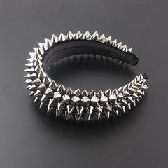 Punk Rivet Decor Headband Wide Head Hoop Headdress Padded Hair Band