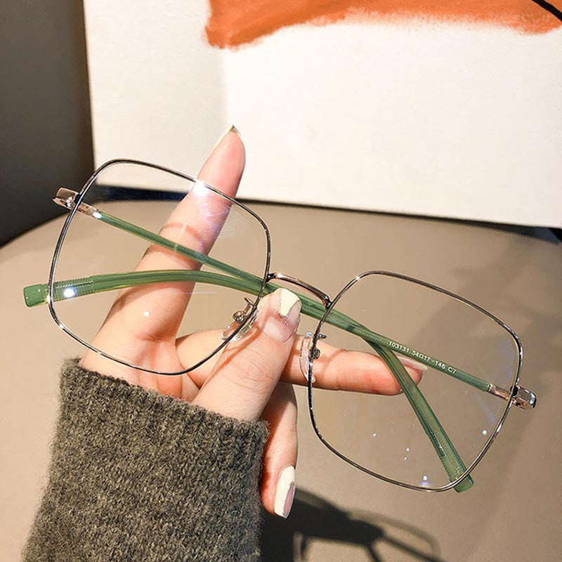 Square Anti Light Glasses for Women Men Students Metal Nearsighted Myopia