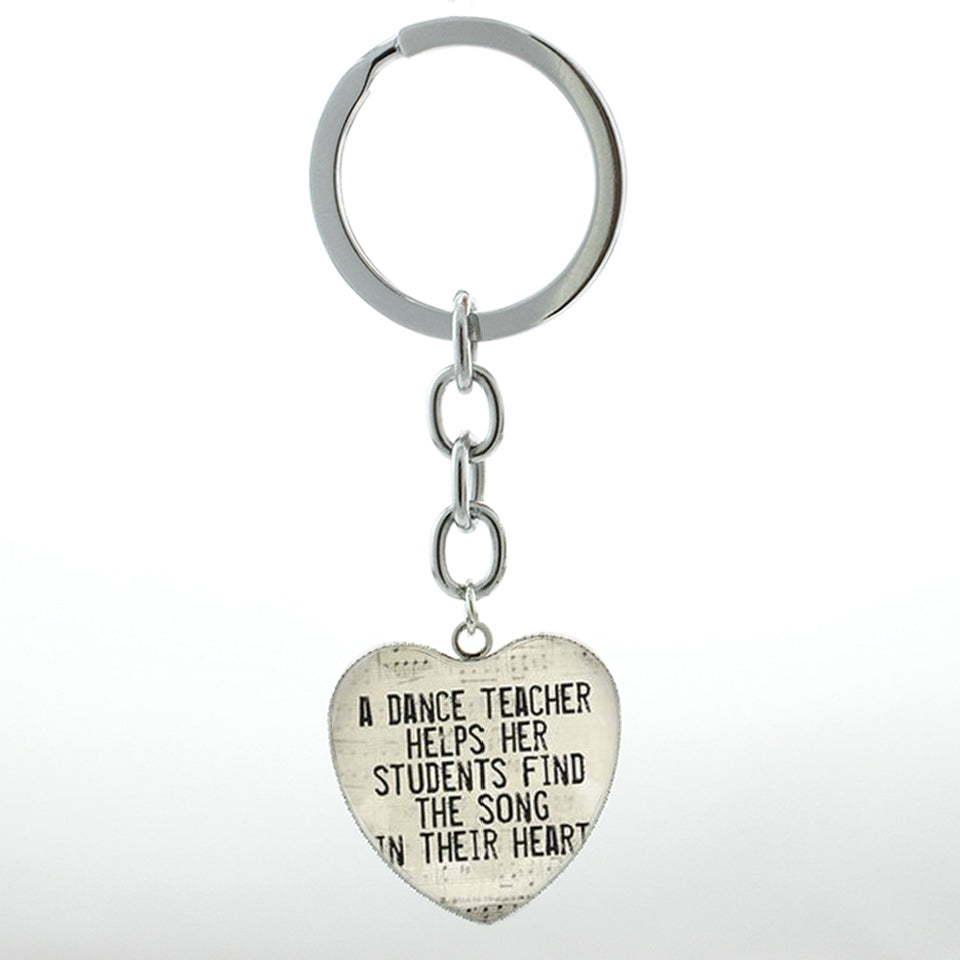 Ballet Dancing Keychain Glass Gem Stainless Steel
