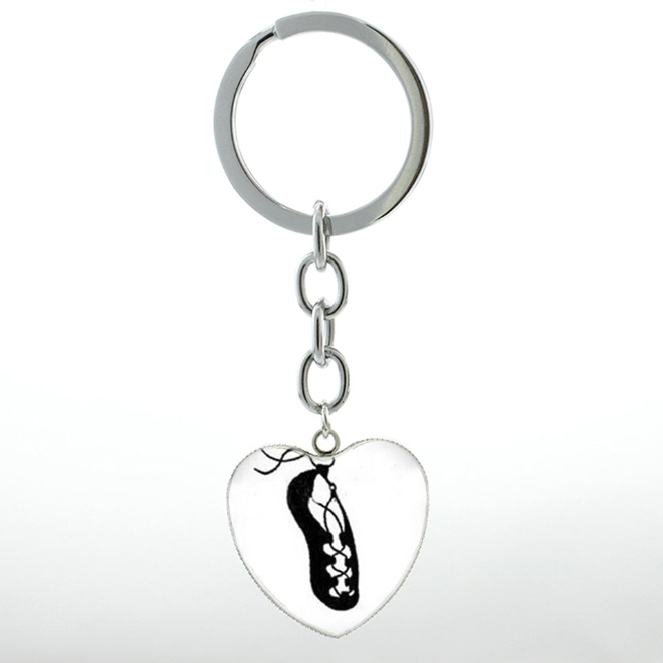 Ballet Dancing Keychain Glass Gem Stainless Steel