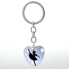 Ballet Dancing Keychain Glass Gem Stainless Steel