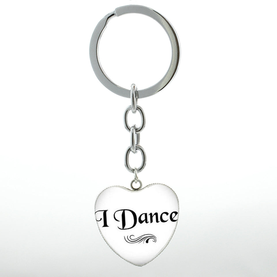 Ballet Dancing Keychain Glass Gem Stainless Steel