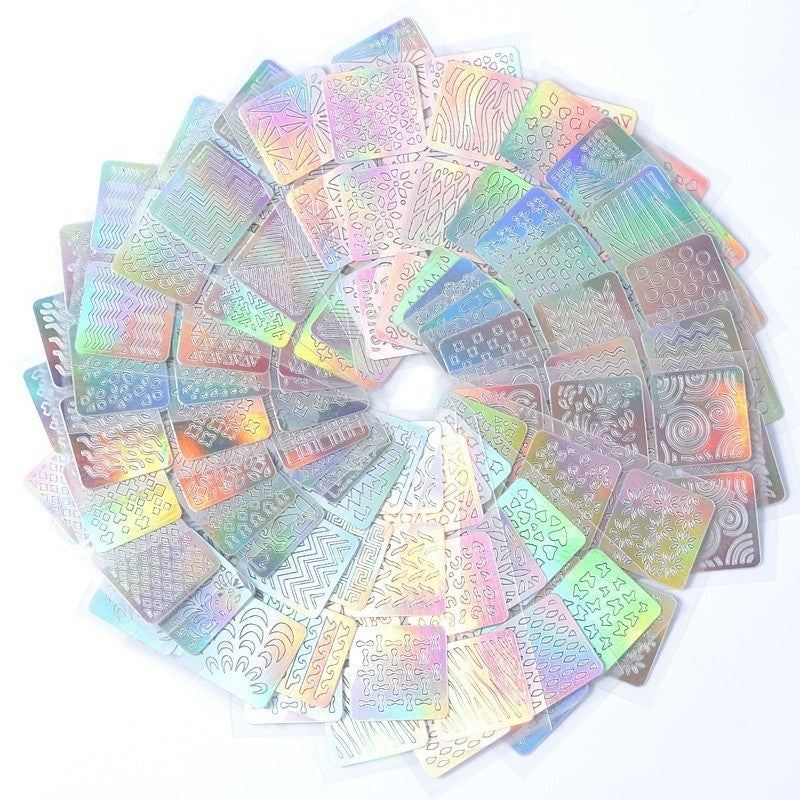 24 Sheet Mixed Laser Cutout Stickers Nail Stamping Plates Set