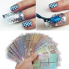 24 Sheet Mixed Laser Cutout Stickers Nail Stamping Plates Set