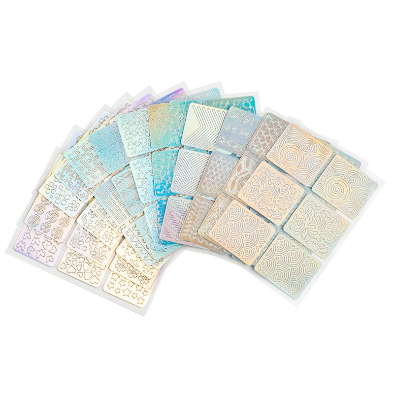 24 Sheet Mixed Laser Cutout Stickers Nail Stamping Plates Set