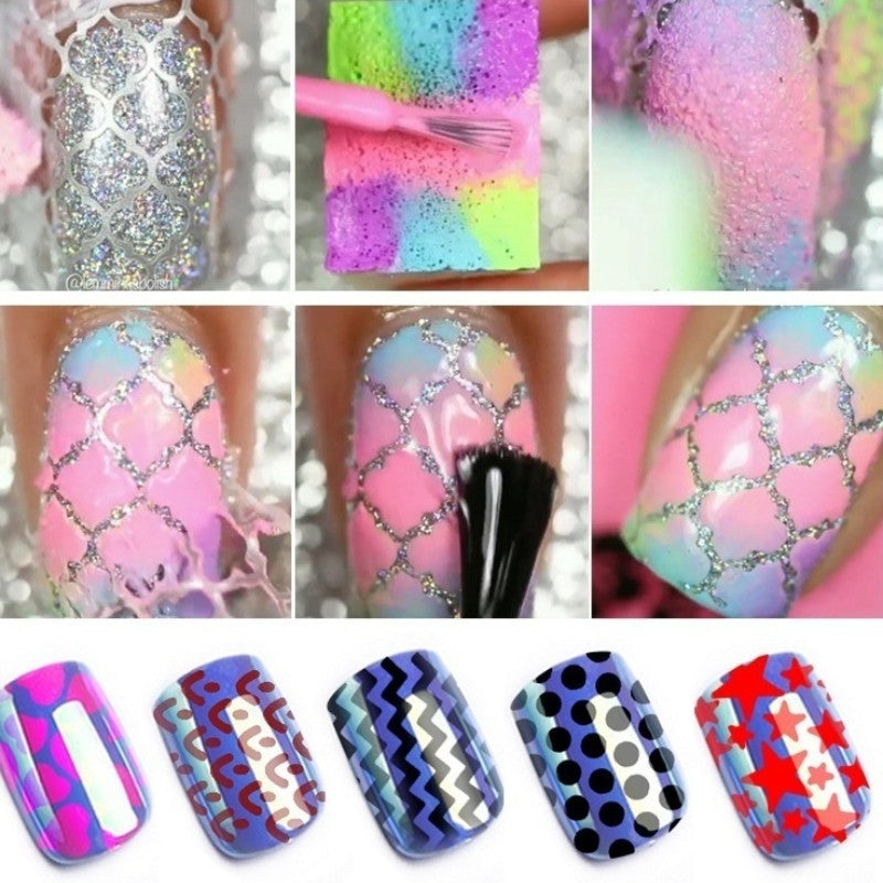 24 Sheet Mixed Laser Cutout Stickers Nail Stamping Plates Set
