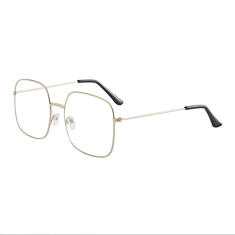 Square Clear Lens Glasses For Women Men Mod Metal Frame Anti Light Glasses