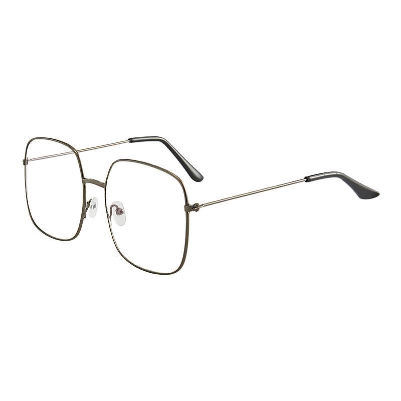 Square Clear Lens Glasses For Women Men Mod Metal Frame Anti Light Glasses