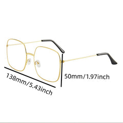 Square Clear Lens Glasses For Women Men Mod Metal Frame Anti Light Glasses