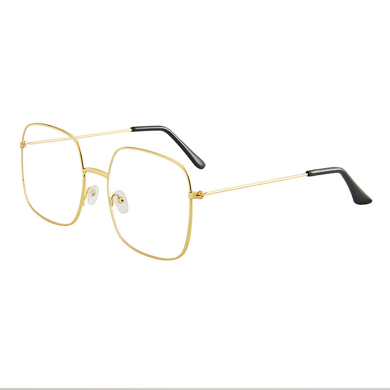 Square Clear Lens Glasses For Women Men Mod Metal Frame Anti Light Glasses