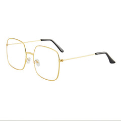 Square Clear Lens Glasses For Women Men Mod Metal Frame Anti Light Glasses