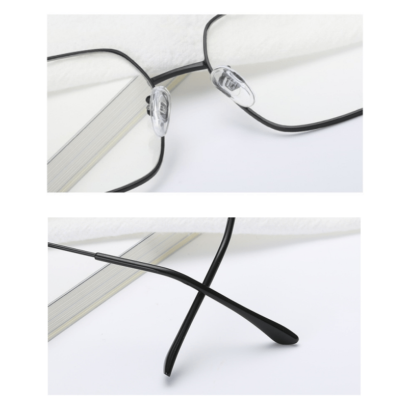Square Clear Lens Glasses For Women Men Mod Metal Frame Anti Light Glasses