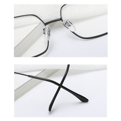Square Clear Lens Glasses For Women Men Mod Metal Frame Anti Light Glasses