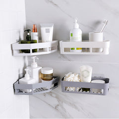 Corner Shower Caddy Bathroom Plastic Shelf No Drilling Wall Suction Storage