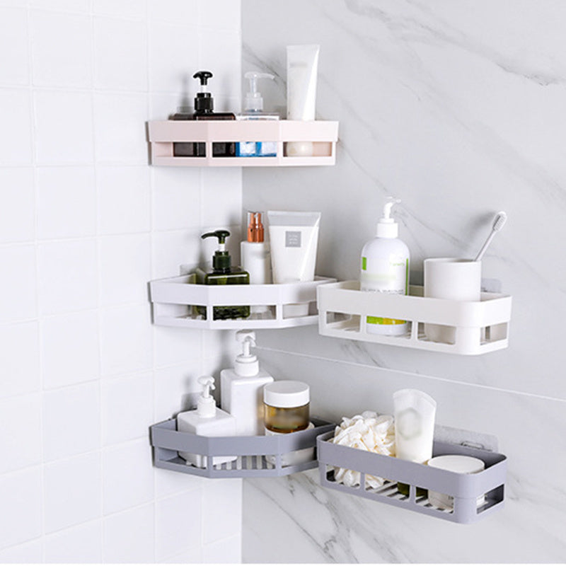 Corner Shower Caddy Bathroom Plastic Shelf No Drilling Wall Suction Storage