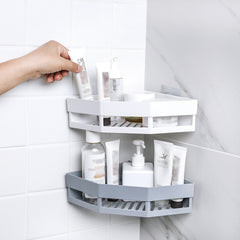 Corner Shower Caddy Bathroom Plastic Shelf No Drilling Wall Suction Storage