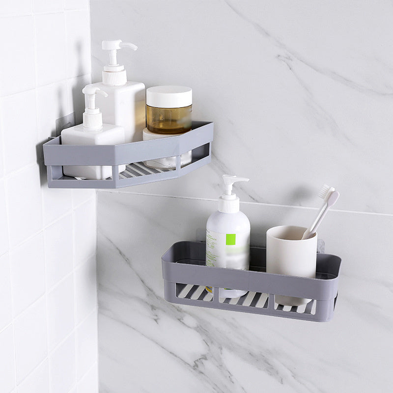 Corner Shower Caddy Bathroom Plastic Shelf No Drilling Wall Suction Storage