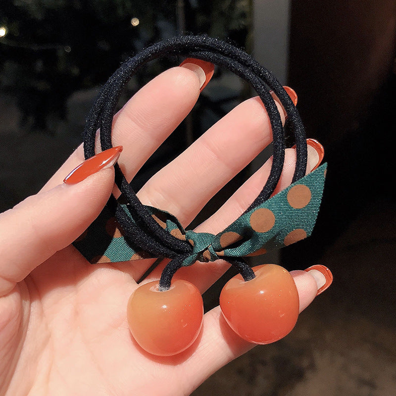 Cherry Decor Hair Rope Elastic Hair Tie Ponytail Rubber Band