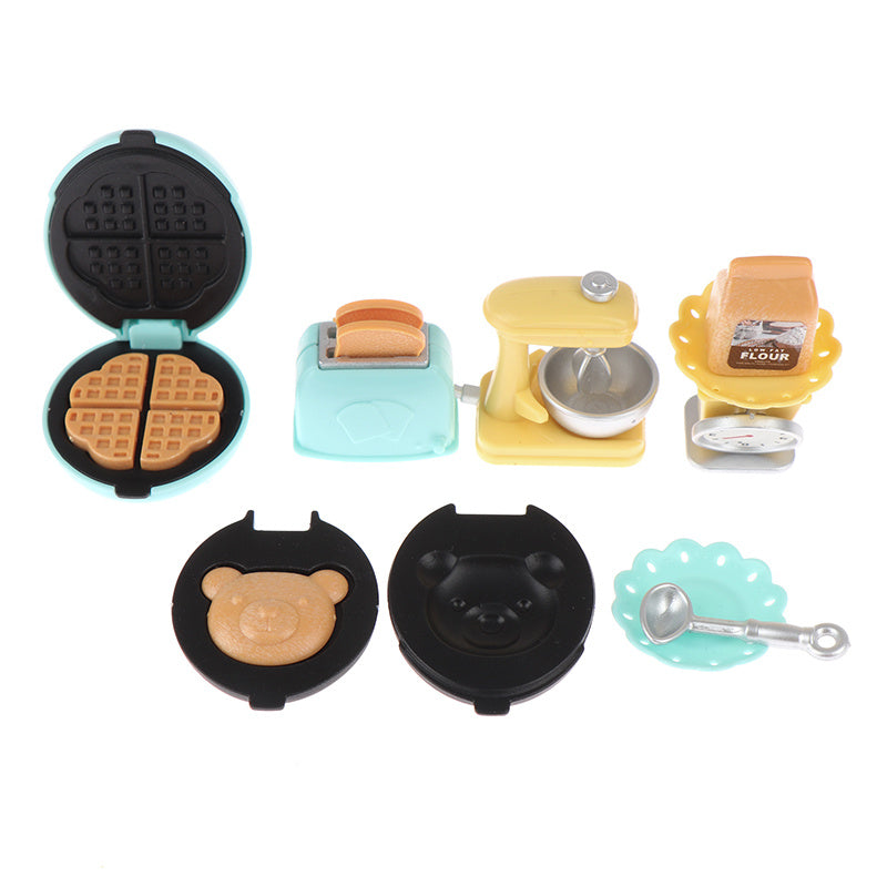 1:12 Dollhouse Mini Kitchen Set DIY Assembly Bread Machine Toaster Whisk Plate