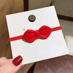 Red Hair Tie Bow Heart Decor Hair Rope Elastic Ponytail Holder