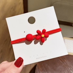 Red Hair Tie Bow Heart Decor Hair Rope Elastic Ponytail Holder