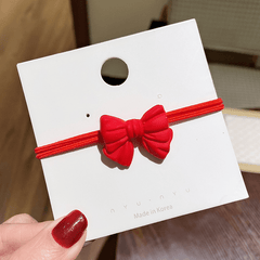 Red Hair Tie Bow Heart Decor Hair Rope Elastic Ponytail Holder