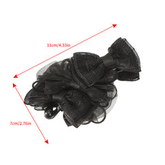 Women's Lace Polka Dot Bow Hair Claw Ponytail Clip
