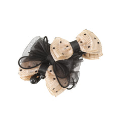 Women's Lace Polka Dot Bow Hair Claw Ponytail Clip