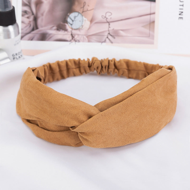 Leather Velvet Solid Hairband Cross Bundle Headband