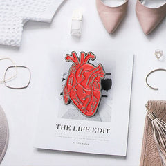 Unique Red Heart Alloy Brooch for Men
